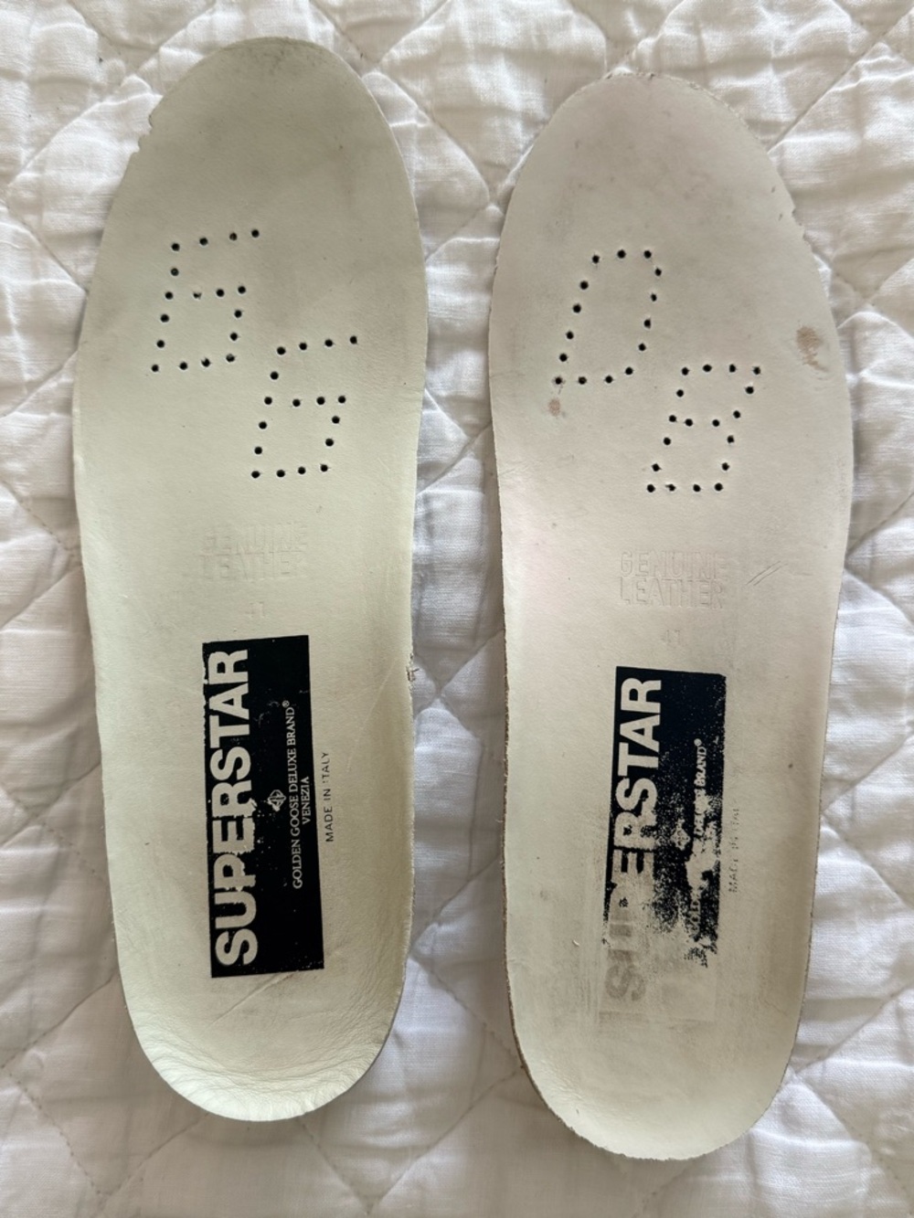 Golden Goose Superstar Sneakers White Taupe Star Distressed Leather 41 Italy - Picture 7 of 15